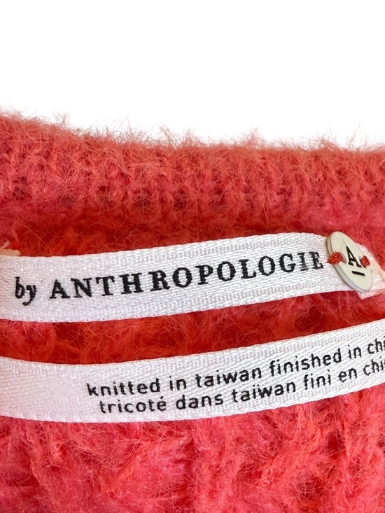 Size Medium Anthropologie Coral Ruffled Boat Neck/Off-Shoulder Lightweight Top - Picture 3 of 6